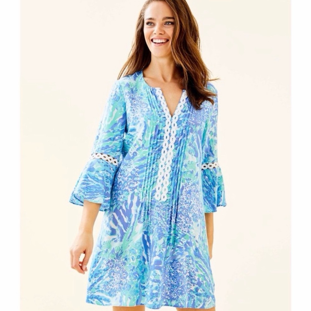 Lilly Pulitzer Hollie Tunic Dress Size XXS Blue Nautical Beach Cruise Travel
